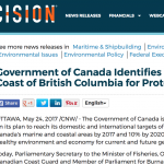 Government of Canada Identifies Large Ocean Area off the Coast of British Columbia for Protection